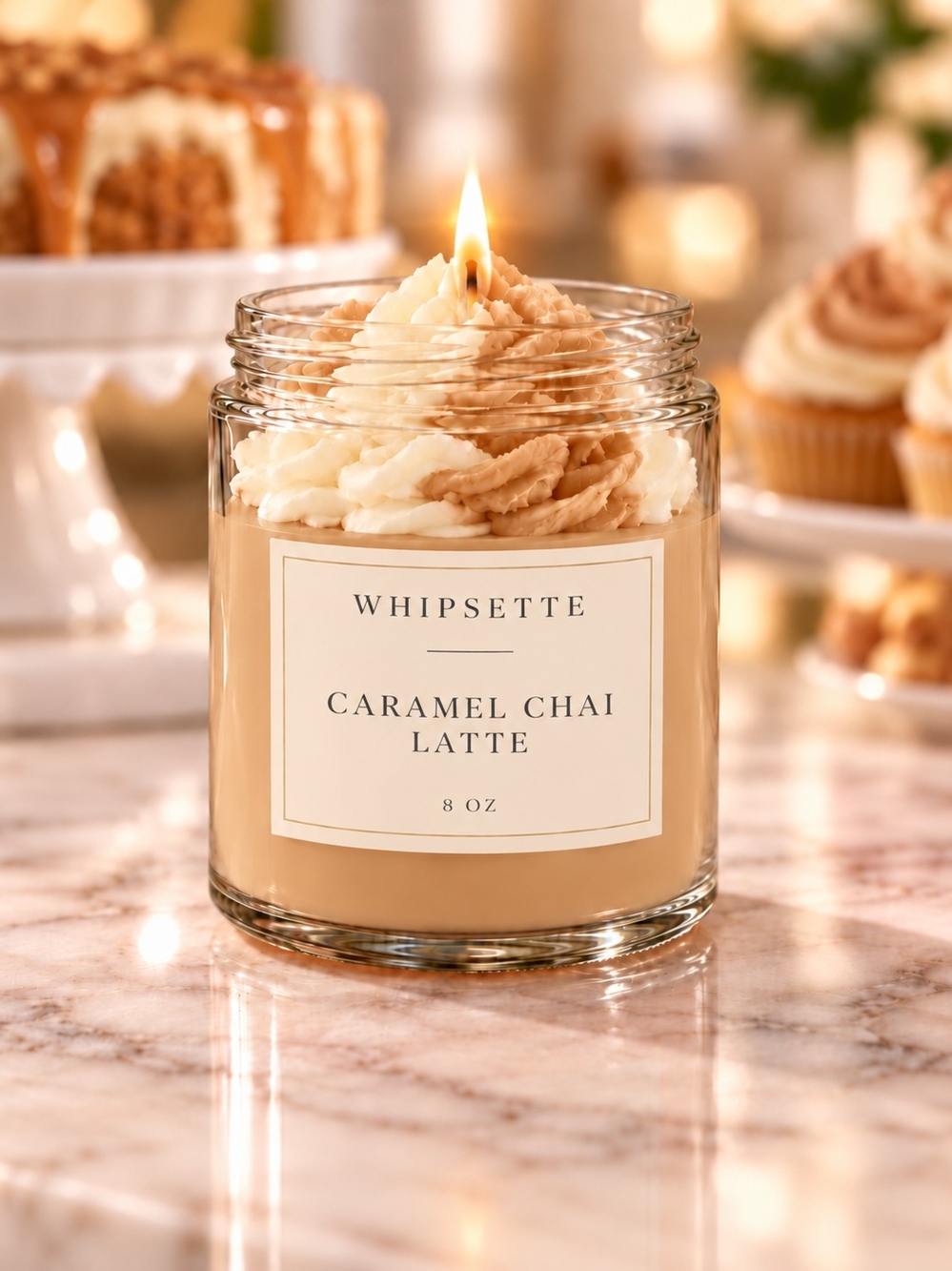 Caramel Chai Latte Scented Candle - Cream